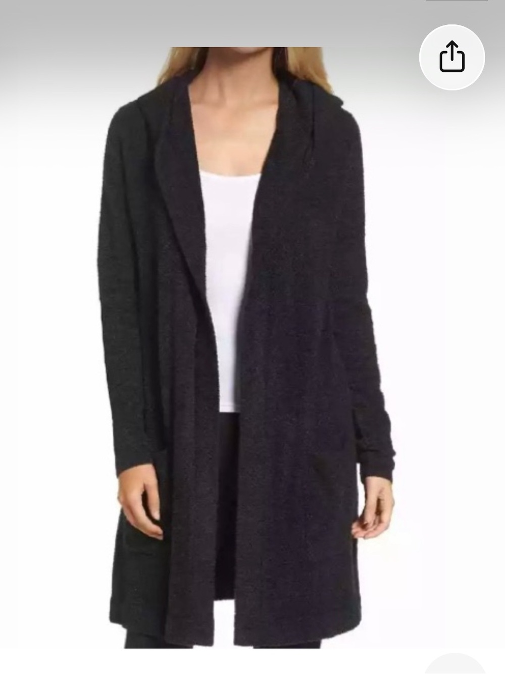 Barefoot Dreams Cozy Chic Open-Front Hooded Cardigan